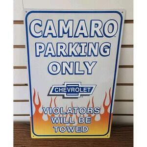 Chevy Camaro Parking Only Metal Tin Sign Warning Home Man Cave Garage Shop Decor